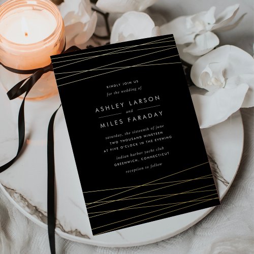 Lineation  Modern Geometric Wedding Foil Invitation