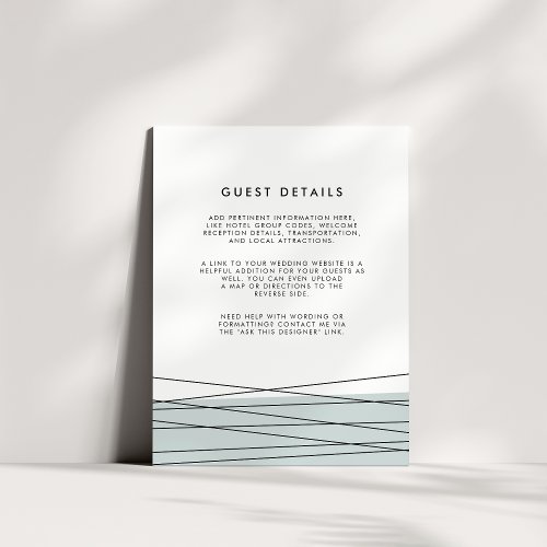 Lineation Wedding Guest Details Card  Grayed Jade
