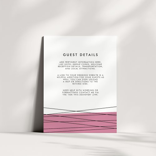 Lineation Wedding Guest Details Card  Marsala