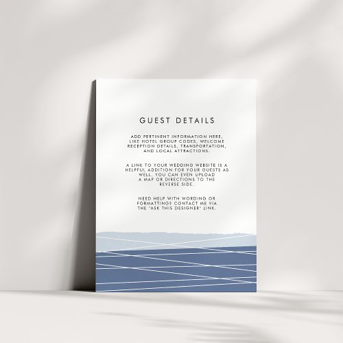 Lineation Wedding Guest Details Card  Slate