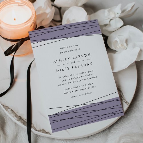 Lineation Wedding Invitation  Gray Lilac