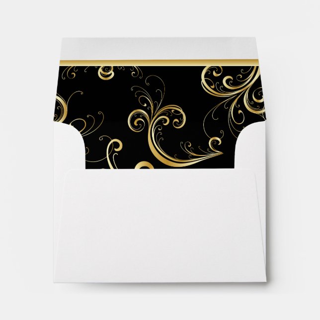 Lined Bright Golden Florid Print Envelope (Back (Bottom))