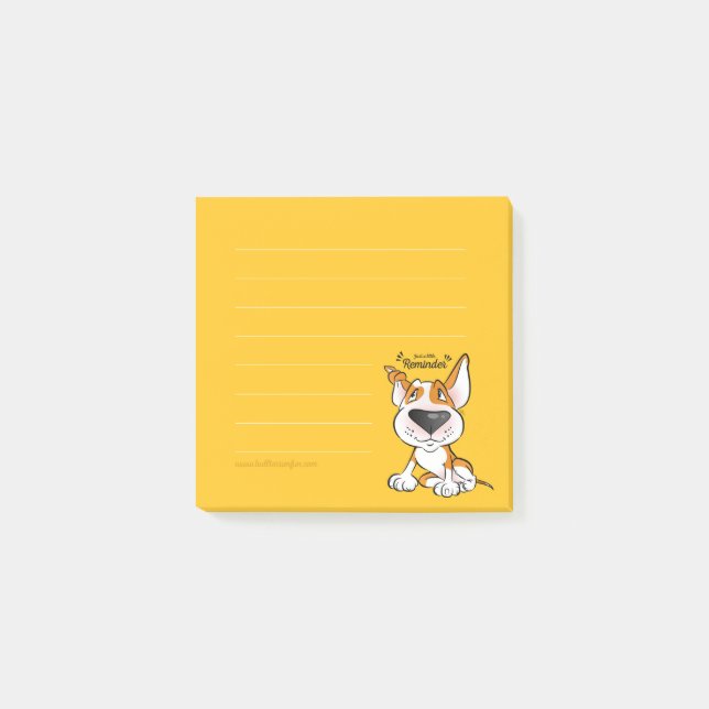Lined Bull Terrier cartoon sticky notes (Front)