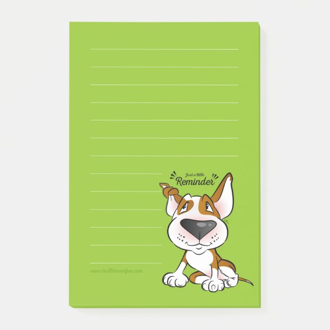 Lined Bull Terrier cartoon sticky notes (Front)