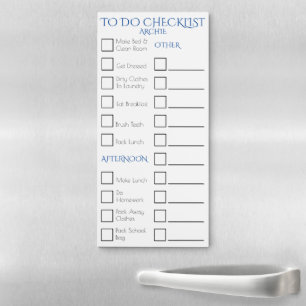 Lined checkbox children's household chores blue magnetic notepad