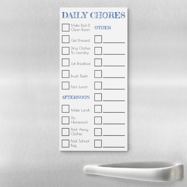 Lined checkbox children's household chores boys magnetic notepad (In Situ)