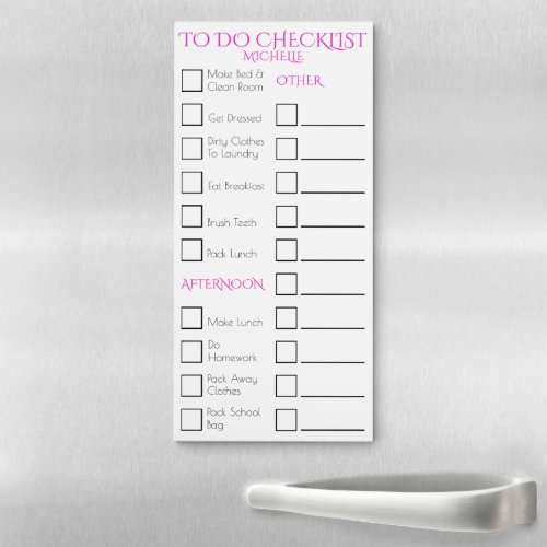 Lined checkbox childrens household chores girls magnetic notepad
