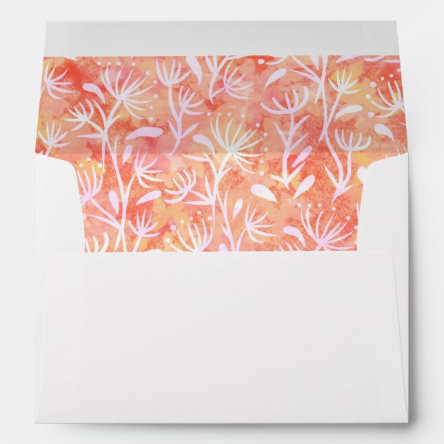 Lined envelope with orange floral pattern. (Back (Bottom))