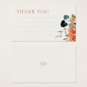 Lined Floral Wedding Thank You Note Enclosure Card