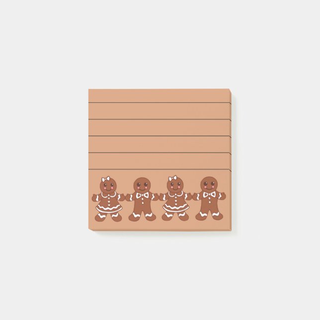 Lined Gingerbread Girls Boys Post It Notes (Front)