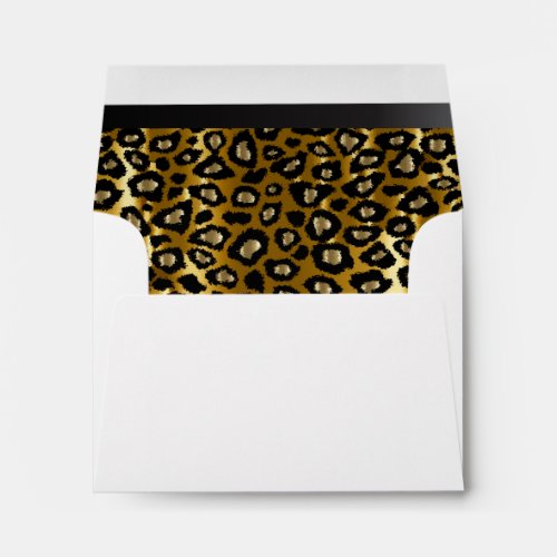 Lined Gold  Black Leopard Animal Print Envelope