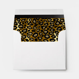 Lined Gold & Black Leopard Animal Print Envelope