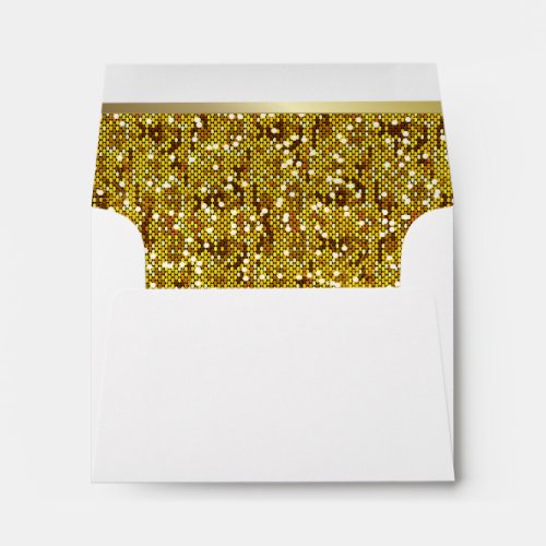 Lined Gold Glittery Confetti on White Envelope