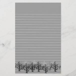 Lined Gray With Border of Dead Trees Stationery