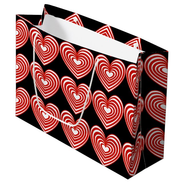 Lined Hearts Large Gift Bag (Front Angled)