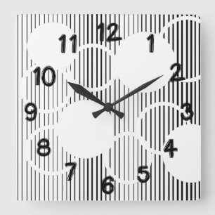 Lined Hexagons  Square Wall Clock