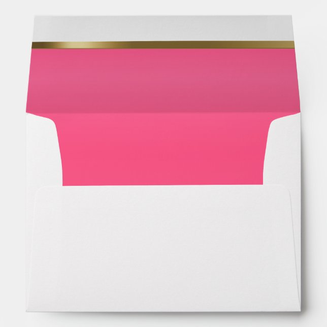 Lined Hot Pink and Gold Bar with Script text Envelope (Back (Bottom))