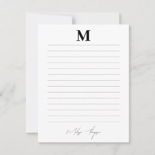 Lined Initial  Name Personal Signature Script Note Card