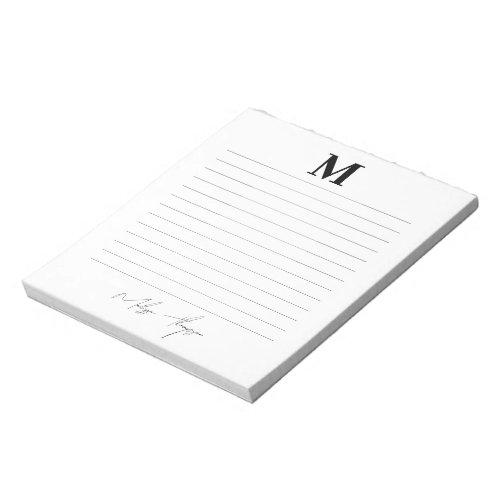 Lined Initial  Name Personal Signature Script Notepad