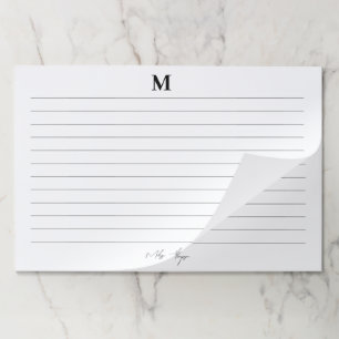 Lined Initial & Name Personal Signature Script Paper Pad