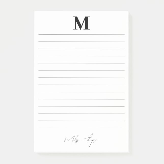 Lined Initial & Name Personal Signature Script Post-it Notes (Front)