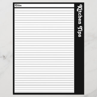 Lined Kitchen Tips Pages (Blank)