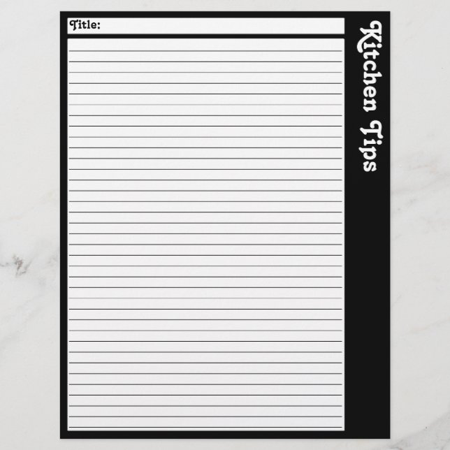 Lined Kitchen Tips Pages (Blank) (Front)