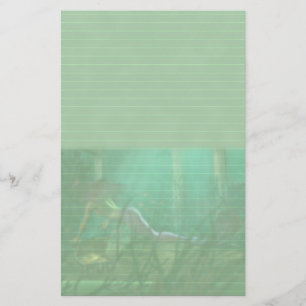 Lined Mermaid Stationery in Pastel Green