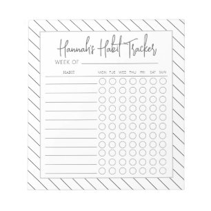 Lined Minimal Script Weekly Habit Tracker Notepad
