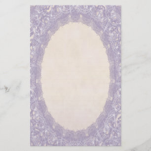 Lined Monogram Purple I Wedding Lace Stationery