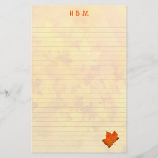 Lined Monogrammed Autumn Leaves Personal Writing Stationery