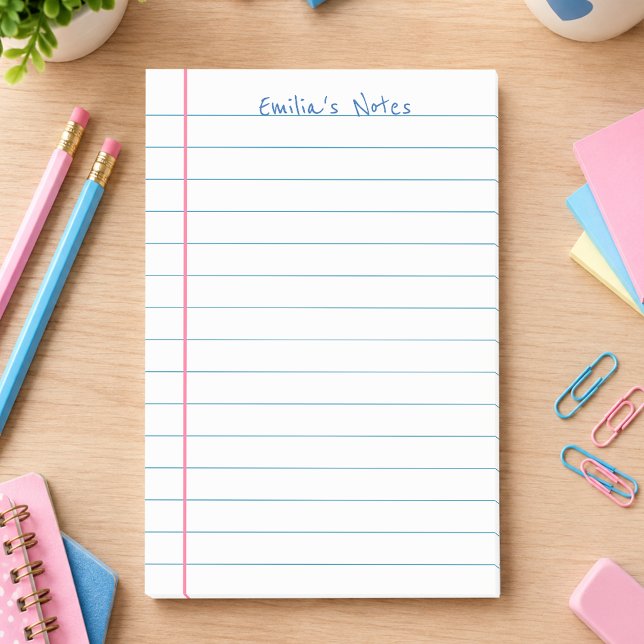 Lined Notebook Paper Customizable Handwritten Name Post-it Notes (Creator Uploaded)