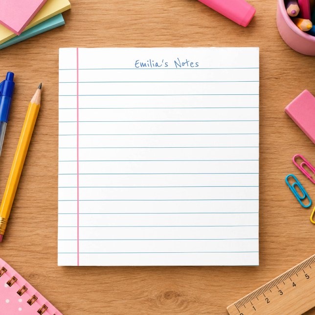 Lined Notebook Paper Handwritten Name Customizable Notepad (Creator Uploaded)