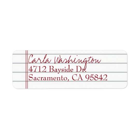 Lined Notebook paper Return Address Label | Zazzle.com