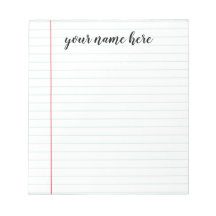 Personalized Notepad Tear off Note Pad Memo Pad To Do List 50 or 100 Sheets Lined or Unlined in Choice of Colors