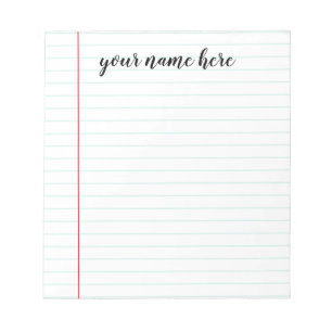 Lined Notepad Personalized