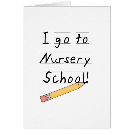 Lined Paper and Pencil Nursery School Cards (Front)