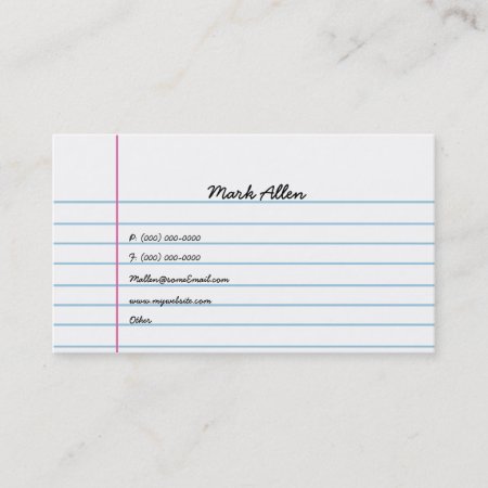 Lined Paper Business Card