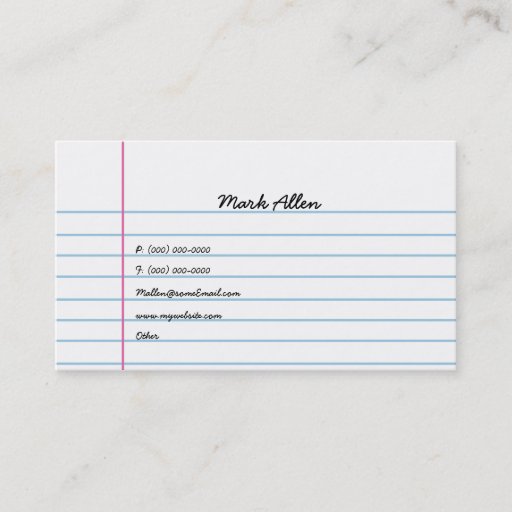 Customizable Lined Paper Business Card Templates