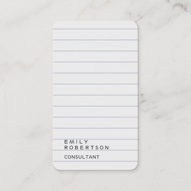 Lined Paper Plain Trendy Modern Minimalist Business Card (Front)