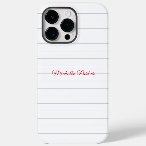 Lined Paper Professional Plain Minimalist Add Name Case_Mate iPhone 14 Pro Max Case