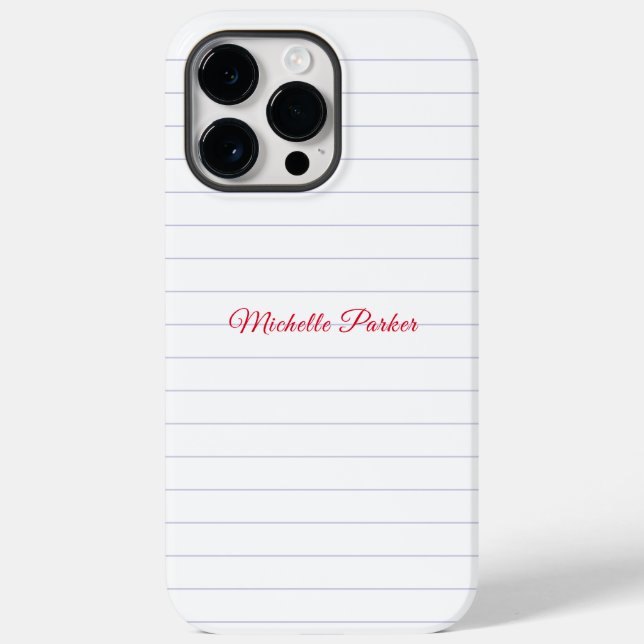 Lined Paper Professional Plain Minimalist Add Name Case-Mate iPhone Case (Back)