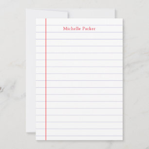 Lined Paper Professional Plain Minimalist Modern Note Card