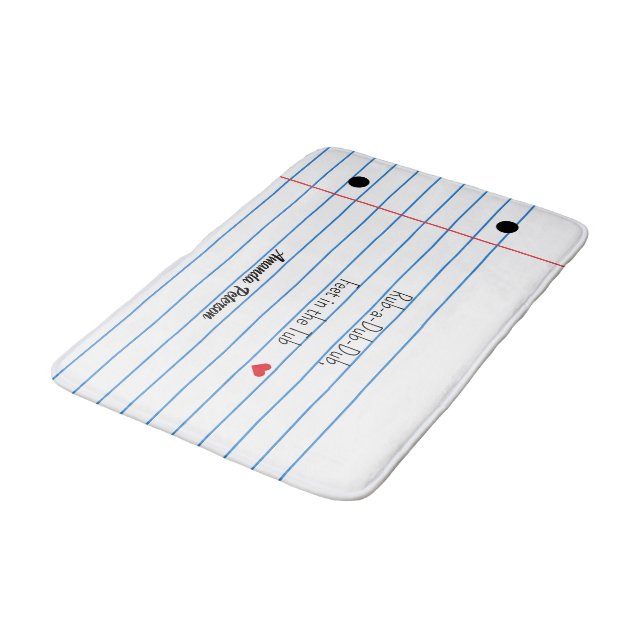 Lined Paper Sheet Funny Custom Bath Mat (Angled)
