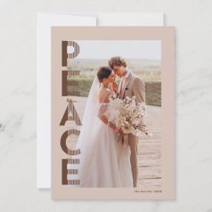 Lined Peace Holiday photo card in Brown