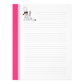 LIned Recipe Letter Pages with Chef Art