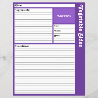 Lined Recipe Pages (Dark Violet)