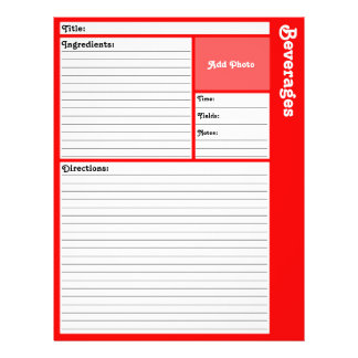 Lined Recipe Pages (Red)