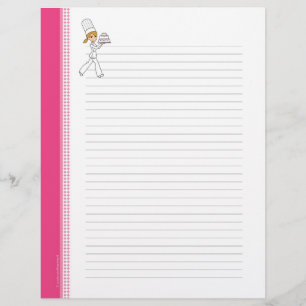 Lined Recipe Pages with Illustration