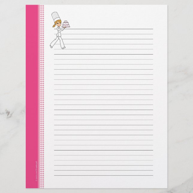 Lined Recipe Pages with Illustration (Front)